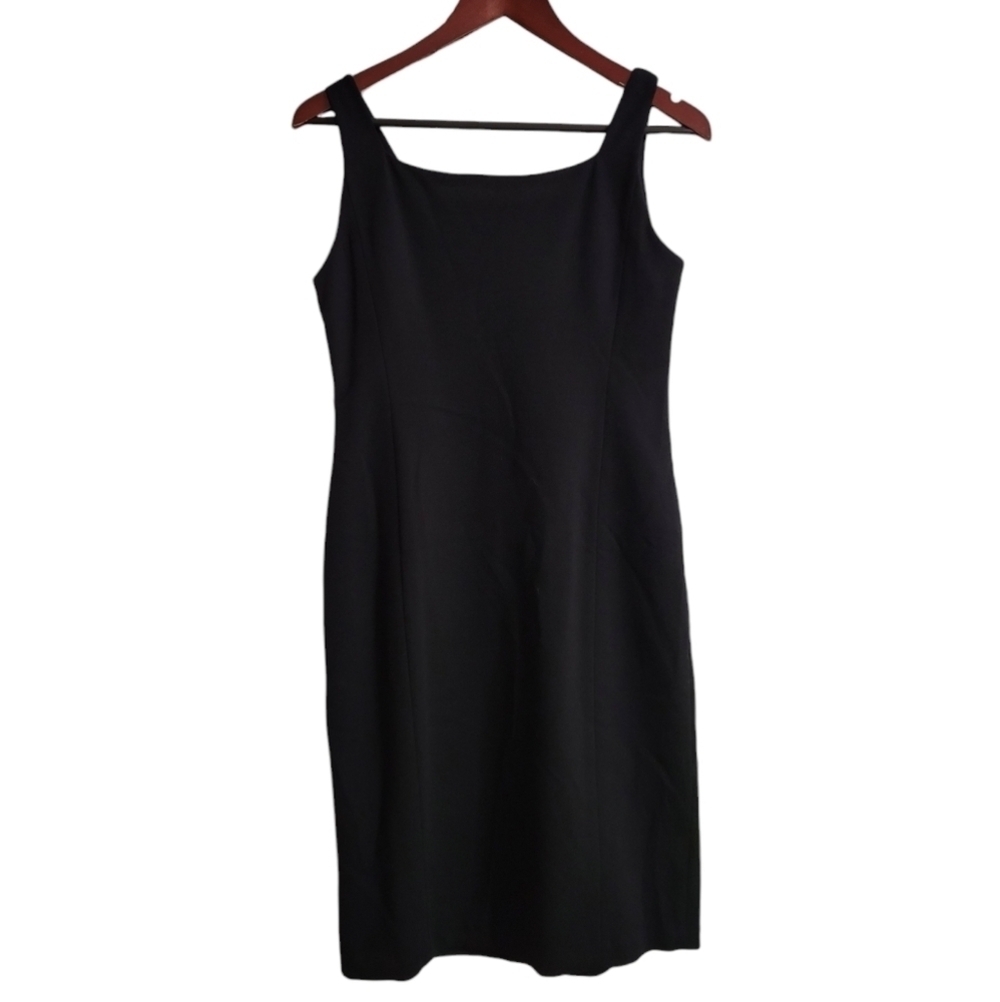 Eileen Fisher Black Ponte V-neck Sleeveless Sheath Dress Size XS Minimalist - Picture 4 of 6